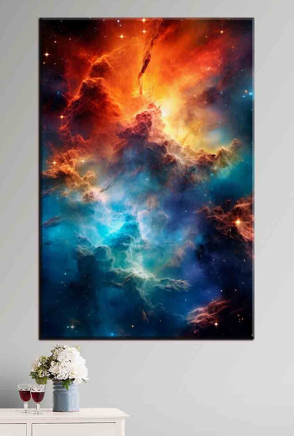 Kleurrijke wolken en sterren in de ruimte Canvas Schilderijen Kleurrijke wolken en sterren in de ruimte