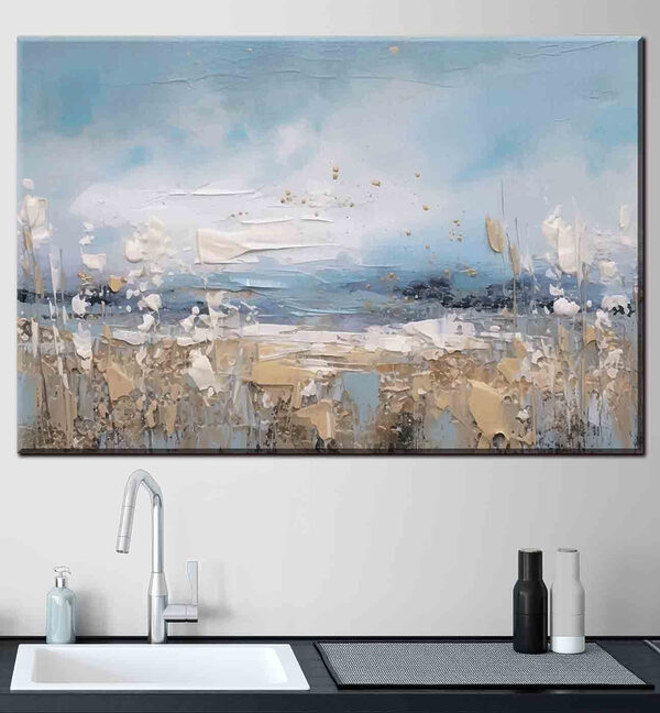 Wazig beeld van een persoon met een witte hoed Canvas Schilderijen Wazig beeld van een persoon met een witte hoed