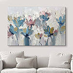 Canvas Schilderijen Schilderij van bloemen op een wit oppervlak