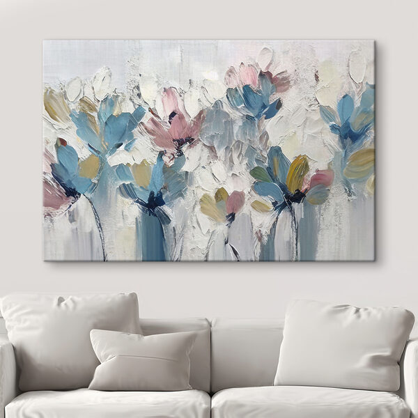 Schilderij van bloemen op een wit oppervlak Canvas Schilderijen Schilderij van bloemen op een wit oppervlak
