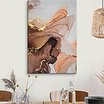 Canvas Schilderijen Abstracte aardetinten met metallic accenten.