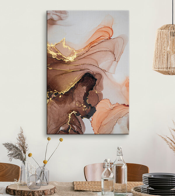 Abstracte aardetinten met metallic accenten Canvas Schilderijen Abstracte aardetinten met metallic accenten