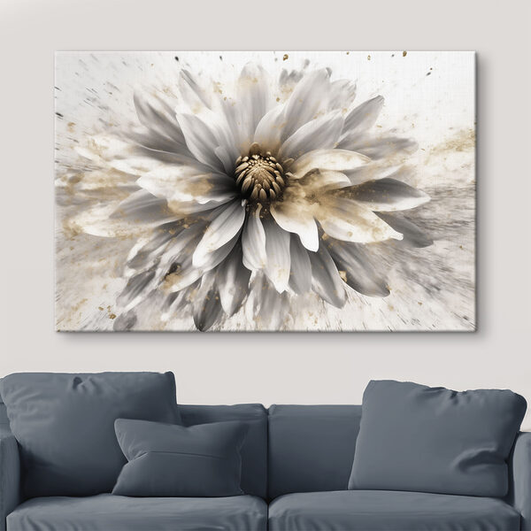 Witte bloem met artistiek spettereffect Canvas Schilderijen Witte bloem met artistiek spettereffect