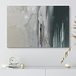 Canvas Schilderijen Abstracte penseelstreken in wit en groenblauw.