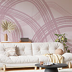 Fotobehang Roze en witte achtergrond met cirkels