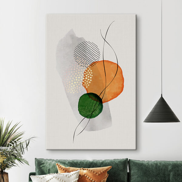 Groene cirkel met zwarte lijnen Canvas Schilderijen Groene cirkel met zwarte lijnen
