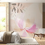 Fotobehang Delicate bloemen aquarel met bladeren.