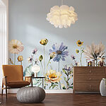 Fotobehang Aquareltuin bloeit in de lente
