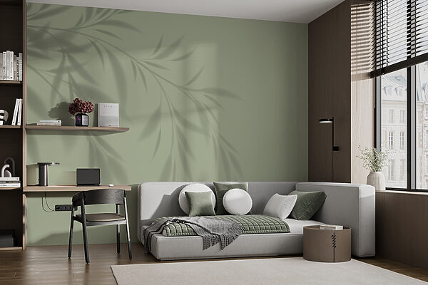 Schaduw van een plant op een muur Fotobehang Schaduw van een plant op een muur