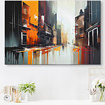Canvas Schilderijen Schilderij van een straat met gebouwen