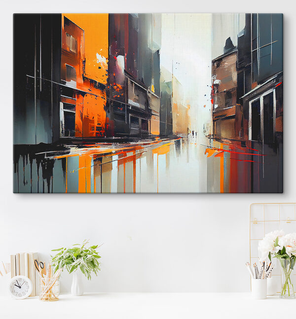 Schilderij van een straat met gebouwen Canvas Schilderijen Schilderij van een straat met gebouwen