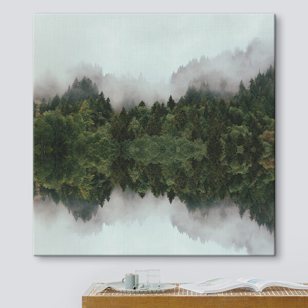 Spiegeling van bomen in het water Canvas Schilderijen Spiegeling van bomen in het water