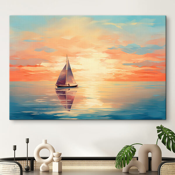 Reflectie van een boot in water Canvas Schilderijen Reflectie van een boot in water