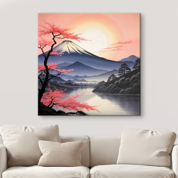 Boom op de top van een berg Canvas Schilderijen Boom op de top van een berg