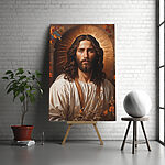 Canvas Schilderijen Heilig figuur met stralende halo aura.