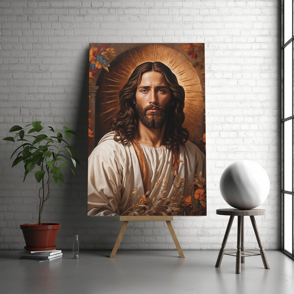 Heilig figuur met stralende halo aura Canvas Schilderijen Heilig figuur met stralende halo aura