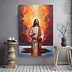 Canvas Schilderijen Schilderij van een man met een glas wijn