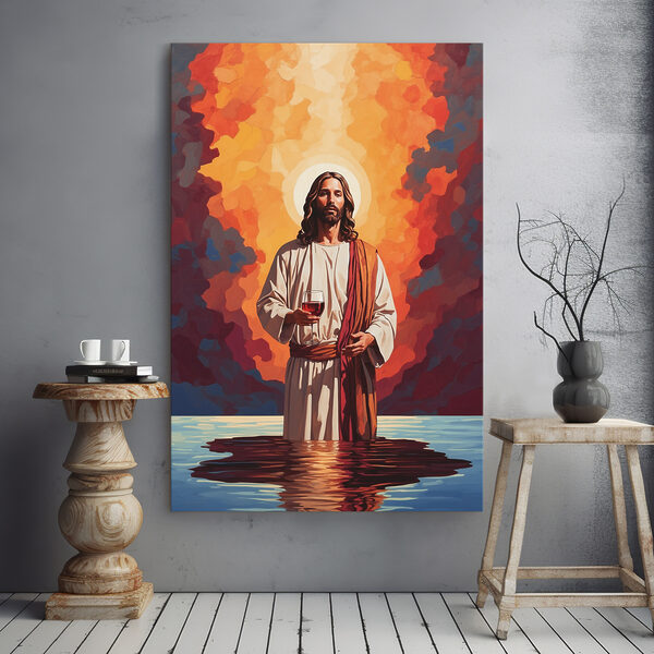 Schilderij van een man met een glas wijn Canvas Schilderijen Schilderij van een man met een glas wijn