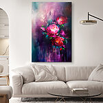 Canvas Schilderijen Levendige bloemen tegen abstracte achtergrond