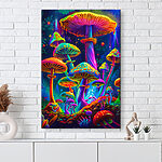 Canvas Schilderijen Groep kleurrijke paddenstoelen