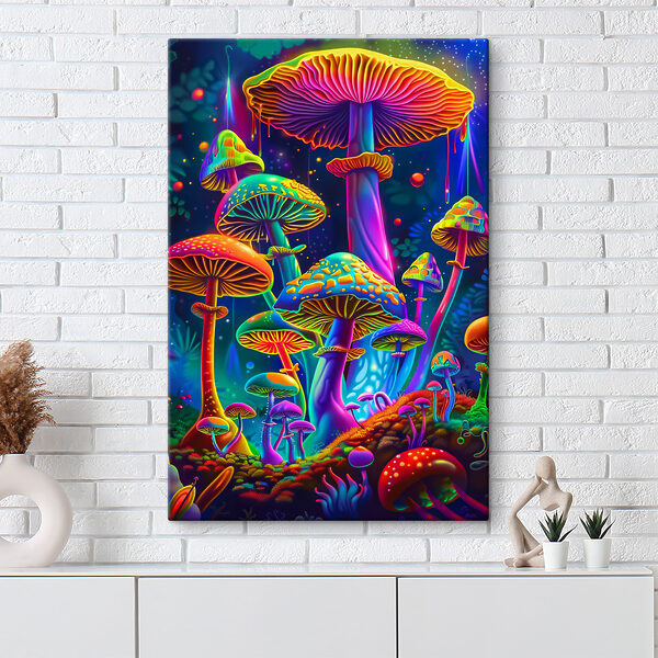 Groep kleurrijke paddenstoelen Canvas Schilderijen Groep kleurrijke paddenstoelen