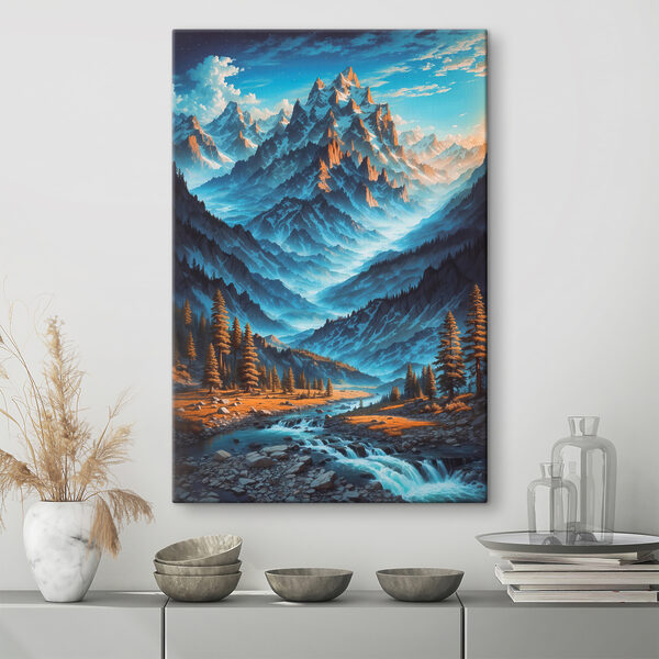 Zonsopgang boven majestueus berglandschap Canvas Schilderijen Zonsopgang boven majestueus berglandschap