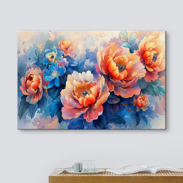 Levendige bloesems in aquareltinten Canvas Schilderijen Levendige bloesems in aquareltinten