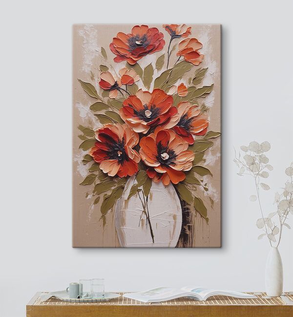 Schilderij van bloemen in een vaas Canvas Schilderijen Schilderij van bloemen in een vaas