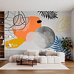 Fotobehang Zwart-wit blad