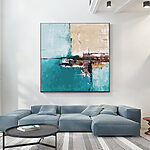 Canvas Schilderijen Abstracte tinten groenblauw en beige