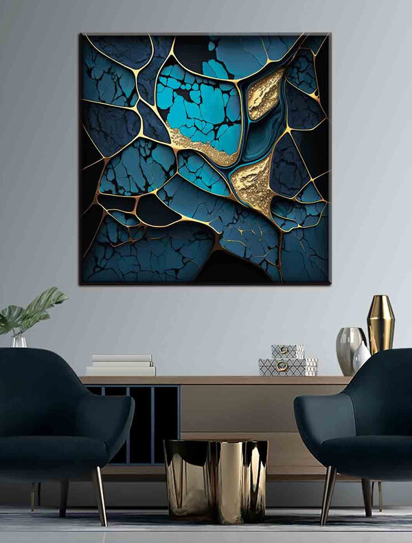 Turquoise en middernacht mozaïek elegantie Canvas Schilderijen Turquoise en middernacht mozaïek elegantie