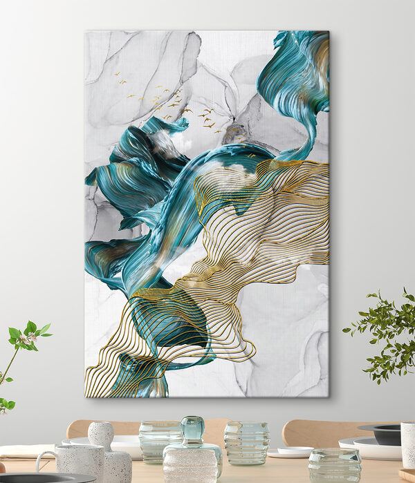 Elegante wervelingen en bewegende vogels Canvas Schilderijen Elegante wervelingen en bewegende vogels