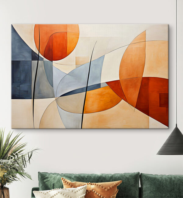 Een oranje en grijs kunstwerk Canvas Schilderijen Een oranje en grijs kunstwerk
