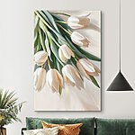 Canvas Schilderijen Witte tulpen op een zachte achtergrond.