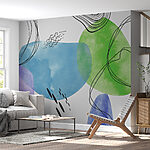 Fotobehang Groene en blauwe kunst