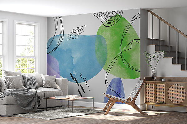 Groene en blauwe kunst Fotobehang Groene en blauwe kunst