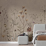 Fotobehang Grillige tuin met delicate bloemen