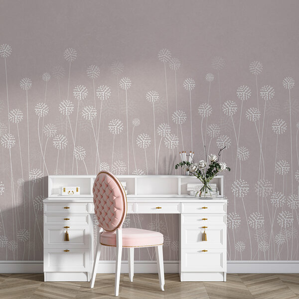 Witte bloemen op een grijze achtergrond Fotobehang Witte bloemen op een grijze achtergrond