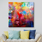 Canvas Schilderijen Levendige abstracte kleurenexplosie