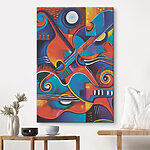 Canvas Schilderijen Witte cirkel in blauw en rood