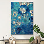 Canvas Schilderijen Blauwe en zilveren cirkel