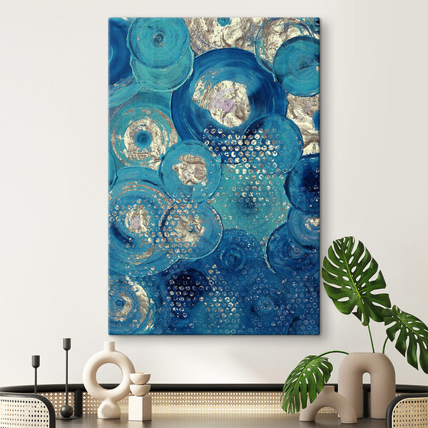 Blauwe en zilveren cirkel Canvas Schilderijen Blauwe en zilveren cirkel