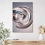 Canvas Schilderijen Abstracte metallic werveling op grijs.