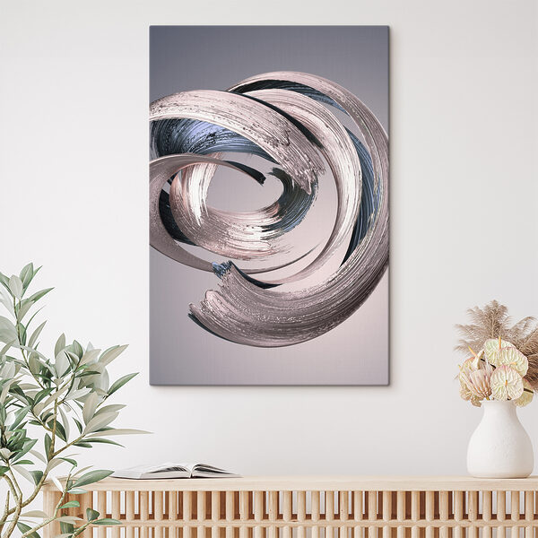 Abstracte metallic werveling op grijs Canvas Schilderijen Abstracte metallic werveling op grijs