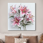 Canvas Schilderijen Groep roze en witte bloemen