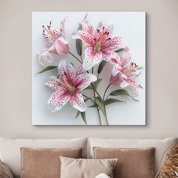 Groep roze en witte bloemen Canvas Schilderijen Groep roze en witte bloemen
