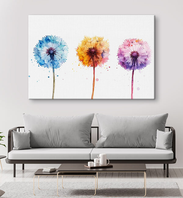 Aquarel van een paardenbloem Canvas Schilderijen Aquarel van een paardenbloem