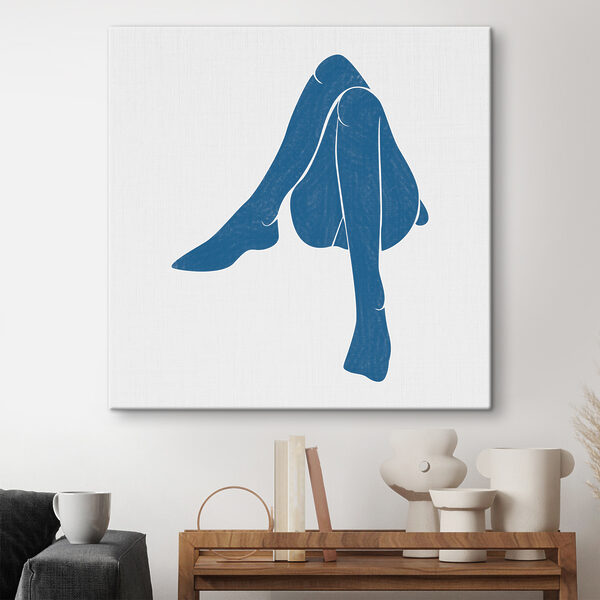 Blauwe tekening van de benen van een vrouw Canvas Schilderijen Blauwe tekening van de benen van een vrouw