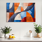 Canvas Schilderijen Gedurfde geometrische vormen in levendige kleuren.
