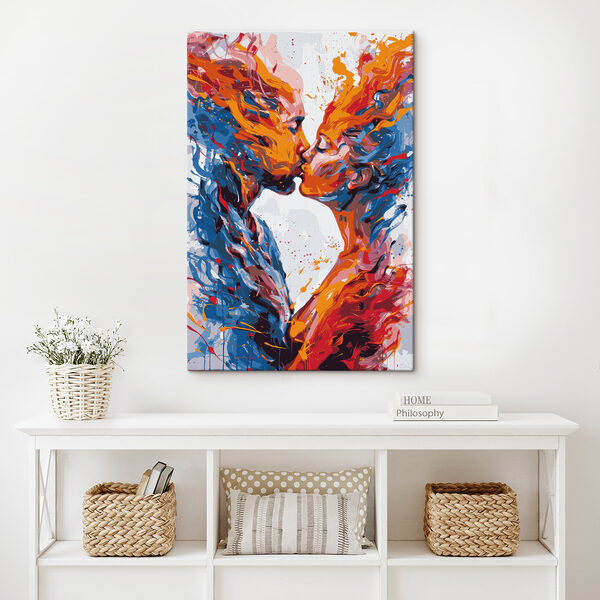 Man en vrouw zoenen Canvas Schilderijen Man en vrouw zoenen